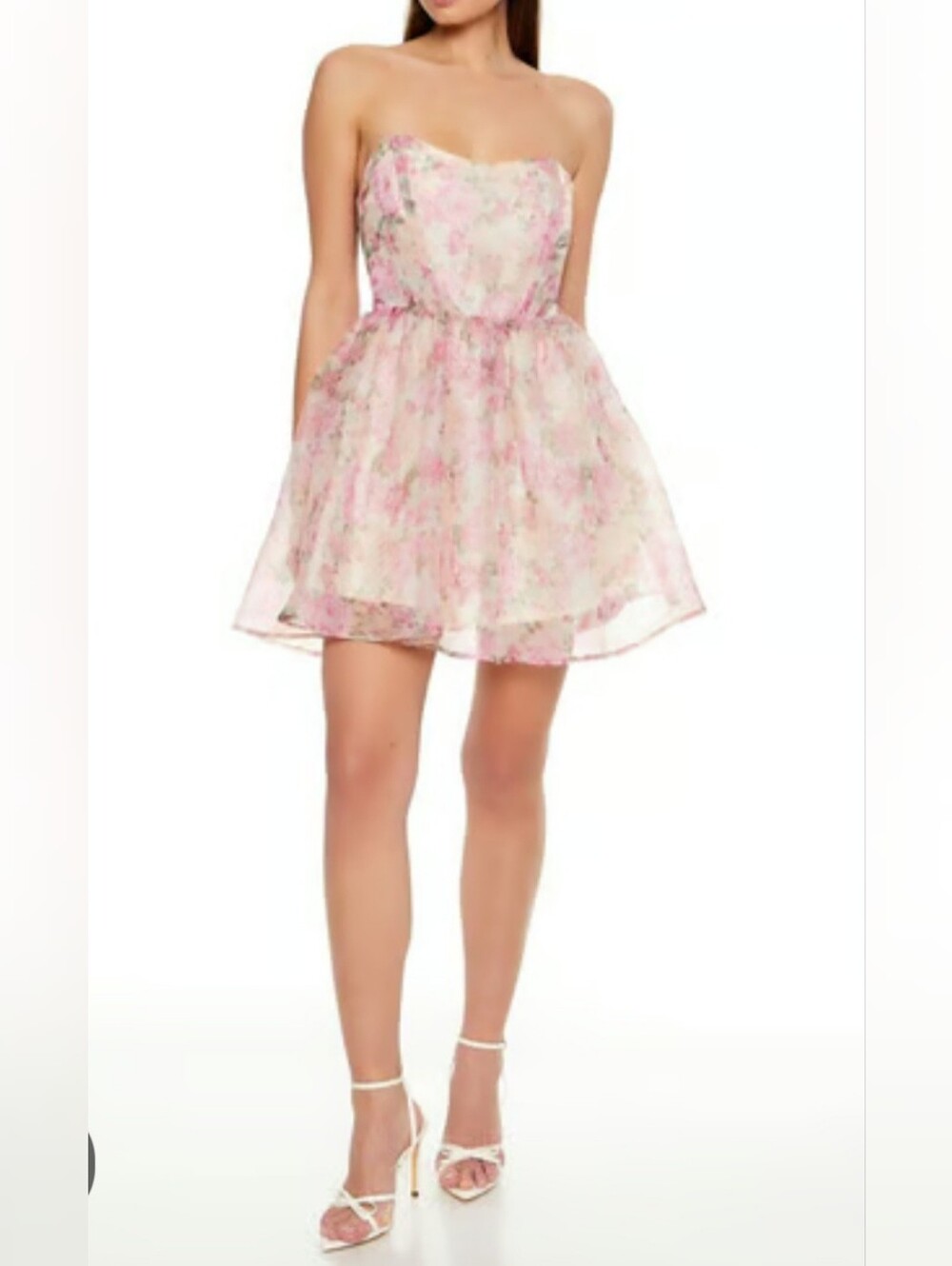 Forever 21 Teen Girls Sz M Mesh Rose Corset Mini Dress - Pink Floral ($34.99)
